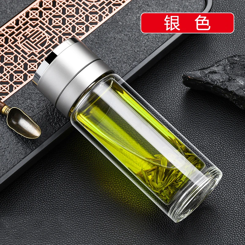 创意透明玻璃水杯车载便携加厚防烫带盖泡茶魔兽漫画财务印鉴纸张