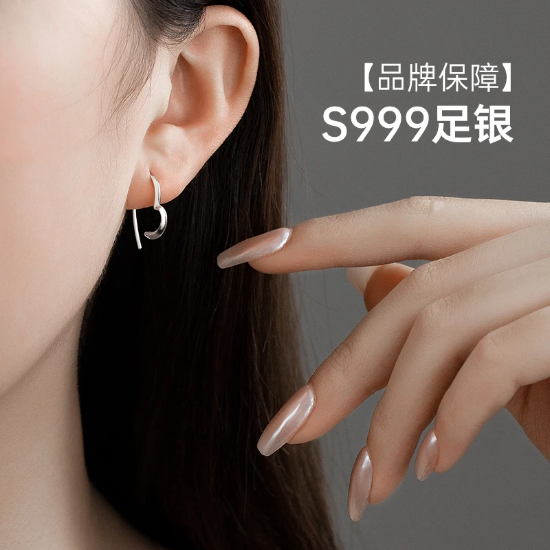 足银耳饰 S999纯银爱心耳环女生2025新款爆款时尚高级感韩系耳钉