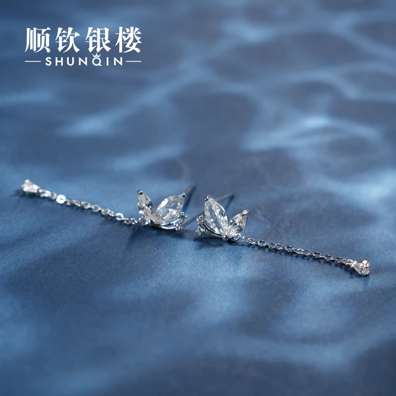 顺钦银楼 足银耳饰 999【莹熠】耳钉长款仙女蝴蝶耳饰精致耳钉