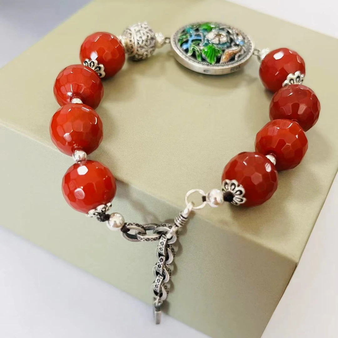 顺钦银楼【雍芳韵手链】玛瑙银S925手链时尚百搭气质国风精致