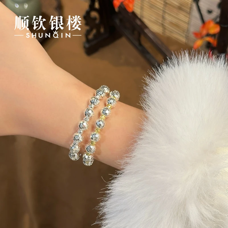 顺钦银楼 足银手链 【雪舞手串】足银999精致银手串轻奢气质手链