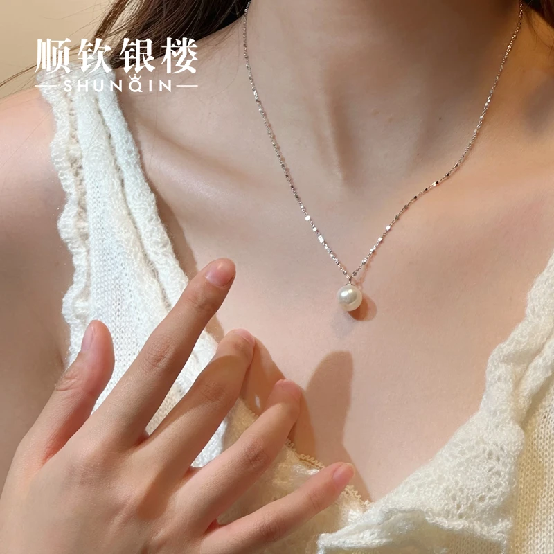 顺钦银楼 链子925银仿珍珠 【芸绮项链】S925银项链时尚百搭气质