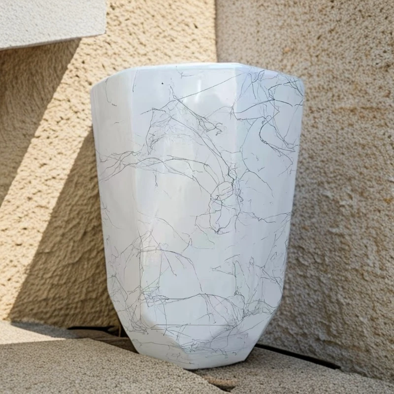 高颜值水墨飞丝精美八方大口径手工陶瓷落地大花盆客厅装饰款