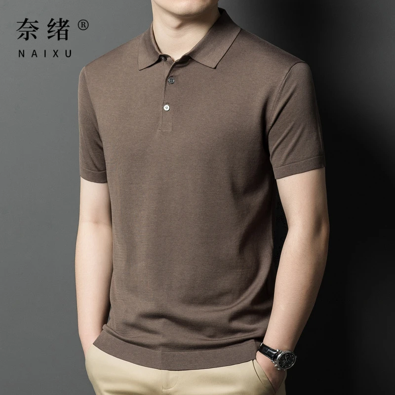 奈绪短袖POLO衫上衣男款男士翻领高档轻奢纯色薄款商务休闲T恤衫