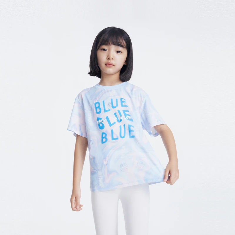 安奈儿女童装圆领短袖T恤2024夏季新款休闲扎染上衣舒适凉爽洋气