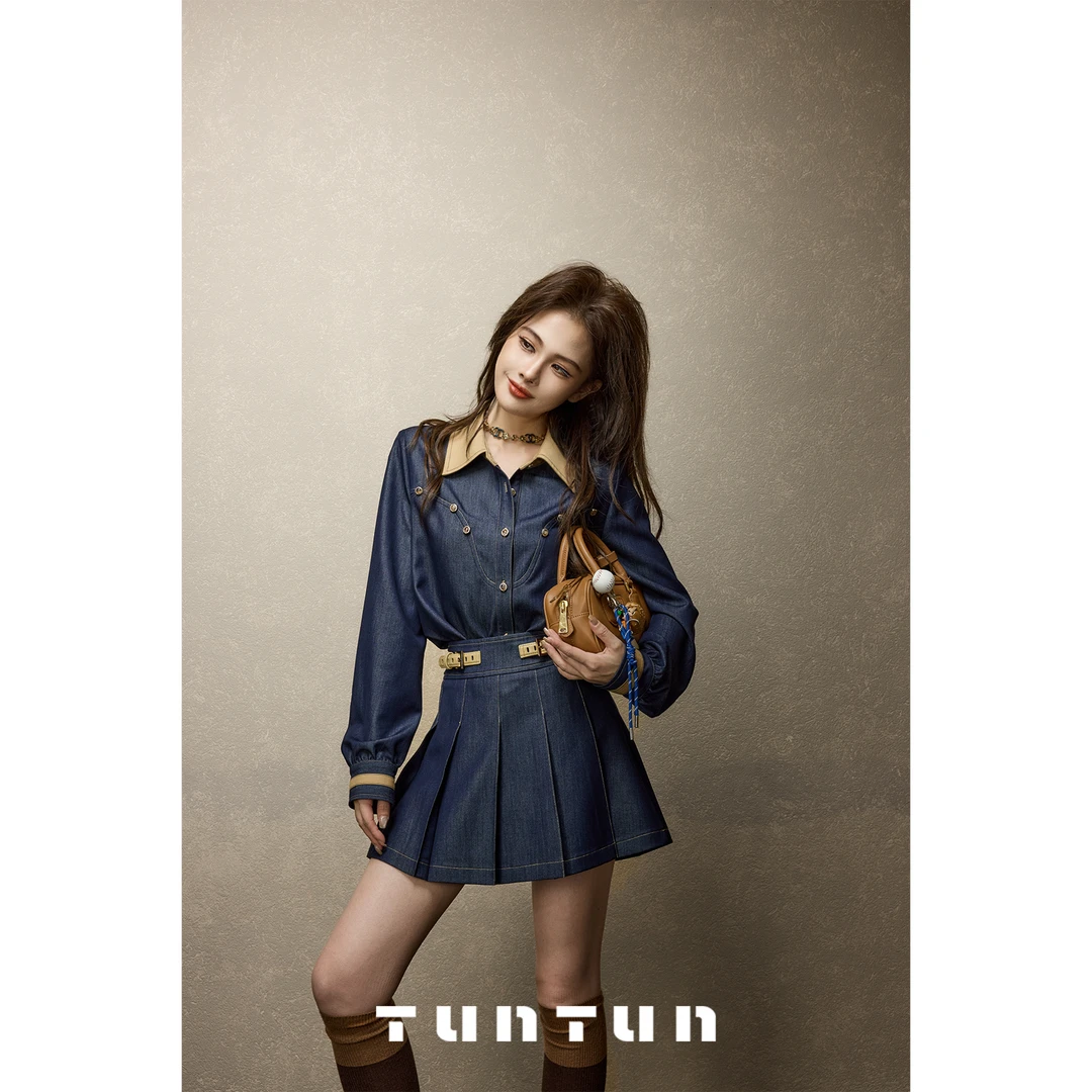 吞吞TUNT【致青春】复古雅痞 休闲感仿牛仔衬衫