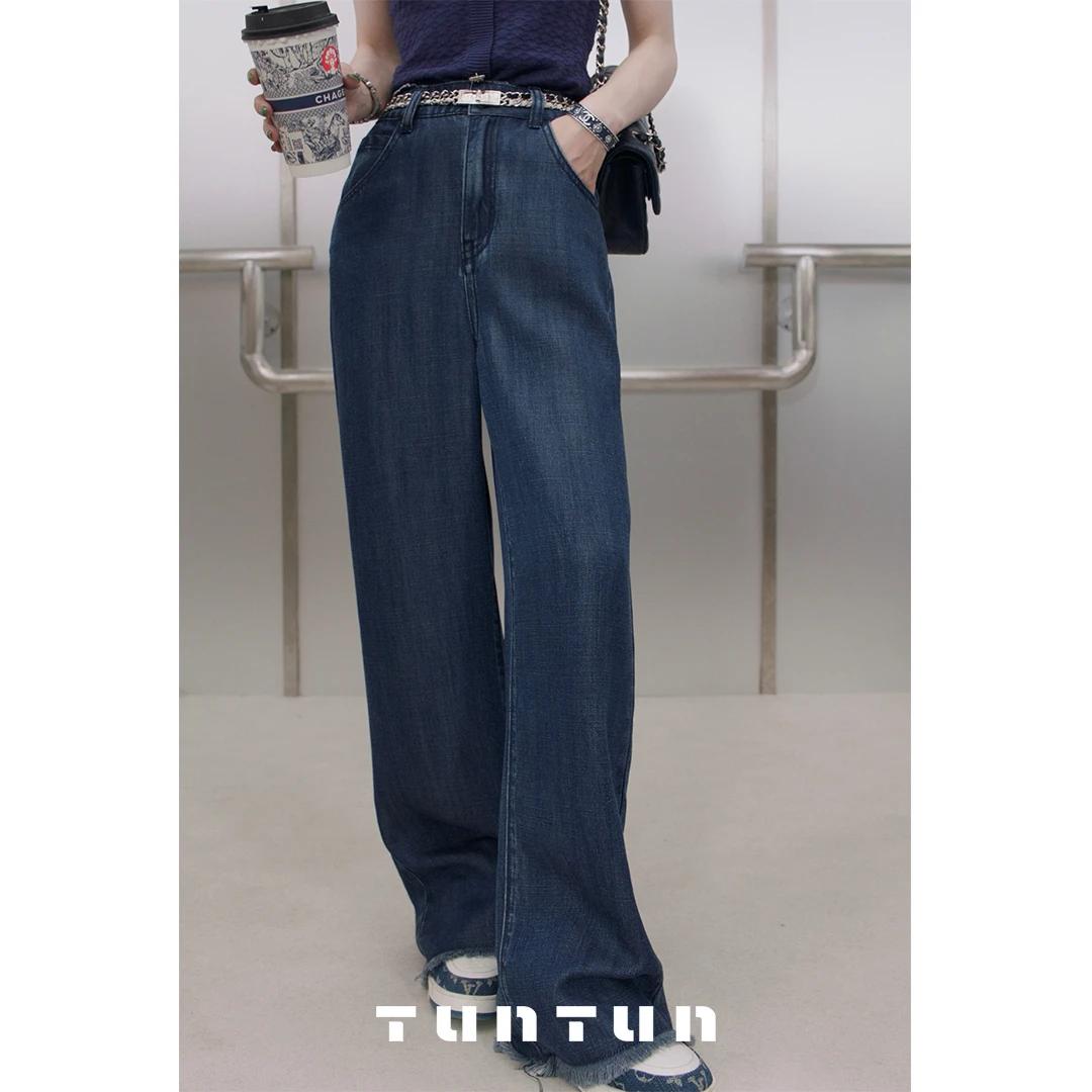吞金兽内购会【垦丁海岸】自带凉感夏季休闲显瘦蓝色百搭牛仔直筒裤