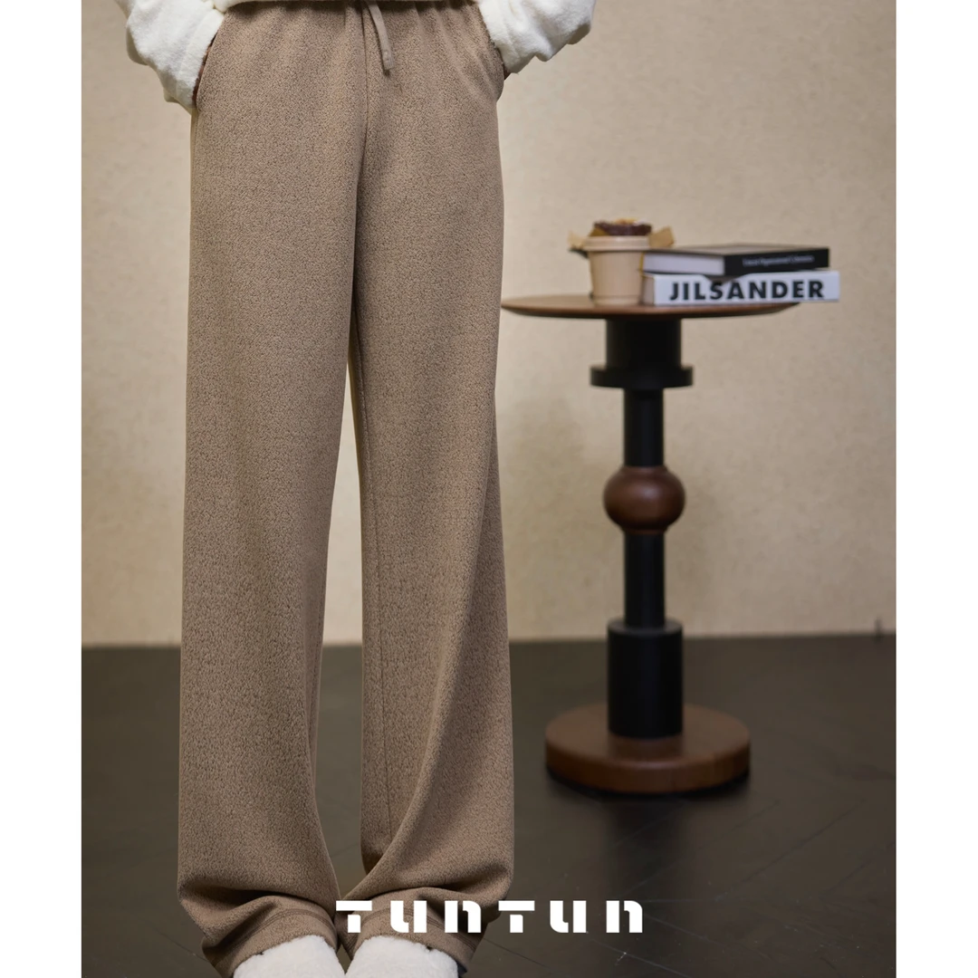 吞吞TUNT【泡泡裤 棕色】舒服到冒泡 休闲松紧腰长裤