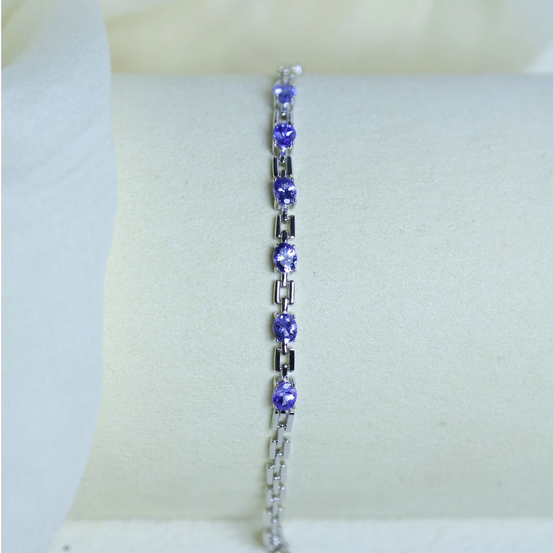 [如一珠宝]天然高级时尚气质坦桑石手链个性百搭酷高级