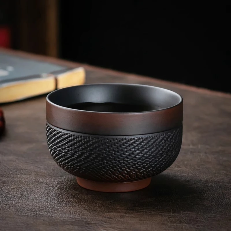 高档复古中式云南紫陶茶杯功夫茶具主人品茗雕刻盏杯个人喝茶专用