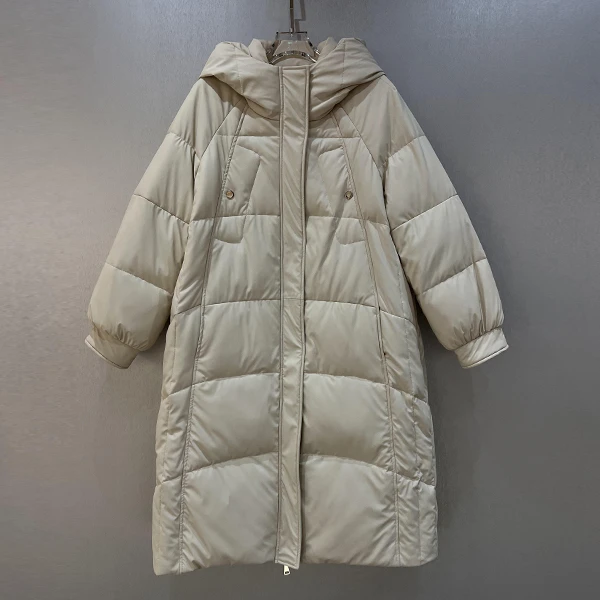 【工厂直销】90鹅绒长款羽绒服女冬季新款长款韩版高级加厚过膝外套