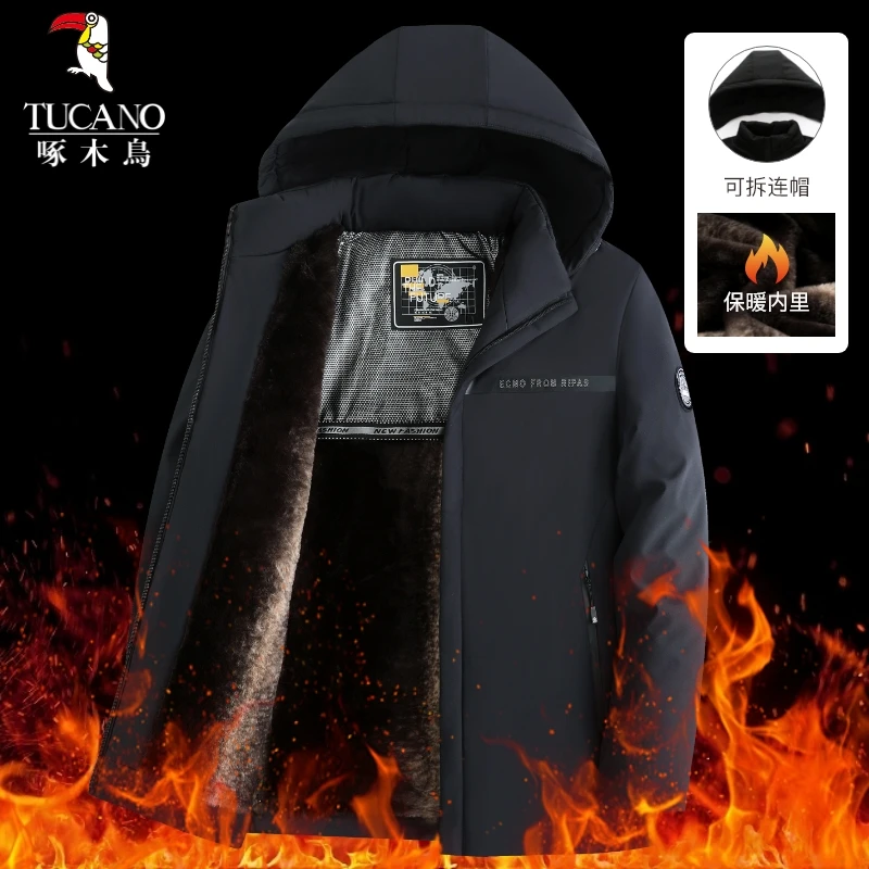 啄木鸟棉衣男冬季加绒加厚棉服男士小棉袄休闲爸爸装防风保暖男袄