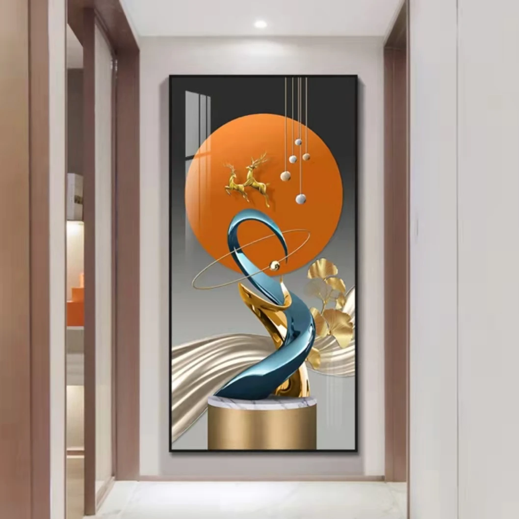 晶瓷晶贝入户玄关装饰画竖版北欧现代简约轻奢挂画 x11