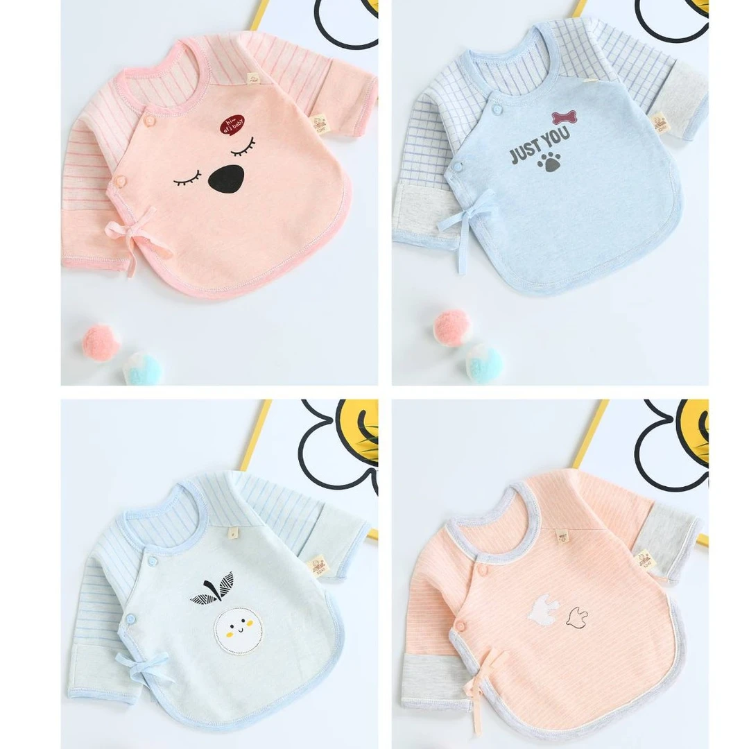 4件装新生儿半背衣0-3个月宝宝上衣春秋初生婴儿衣服宝宝A类纯棉