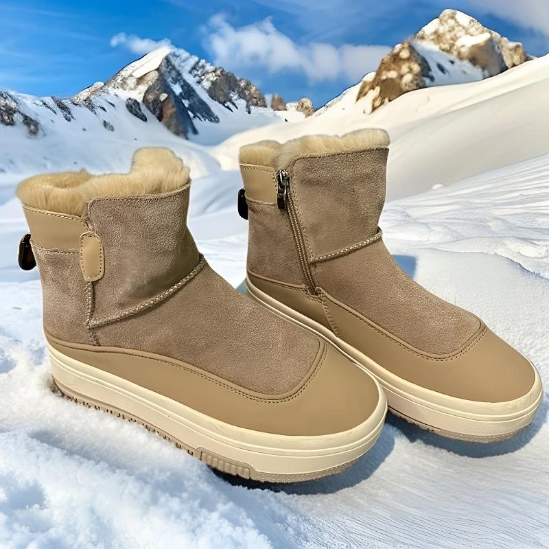 福利款女款雪地棉卡其色浅色个性百搭冬季微瑕