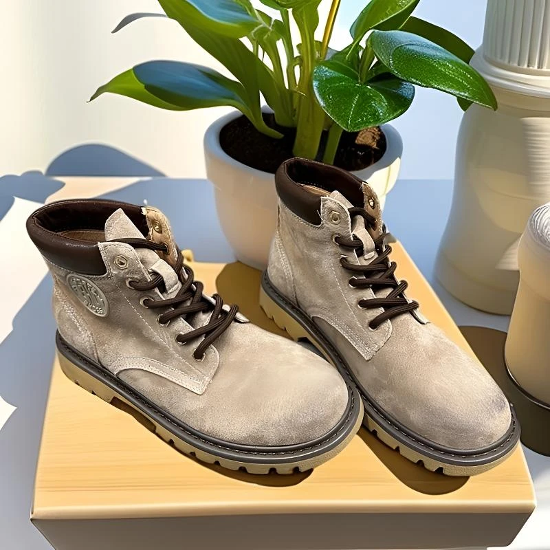 福利款女款马丁靴灰色复古做旧个性百搭时尚潮流系带户外微瑕