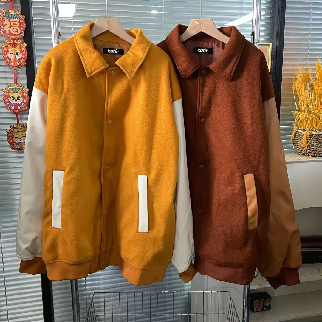 【外贸精品】5804 24冬无性别宽松廓形拼接复古棒球 棉服