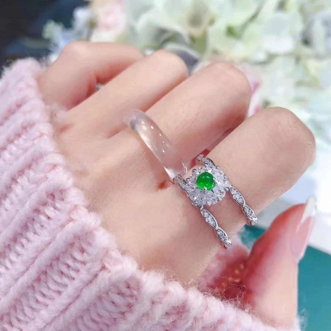 高端正品真玉石小众设计一款多戴戒指时尚新中式女款玉戒指两戴款