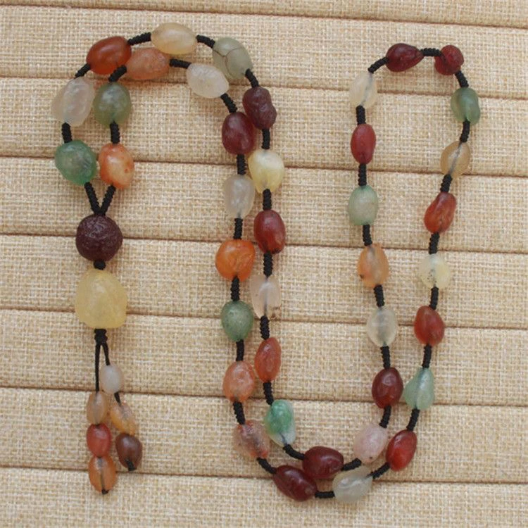 阿拉善新疆戈壁石多彩玛瑙葡萄干彩色糖果圆珠项链原石阿拉善玛瑙