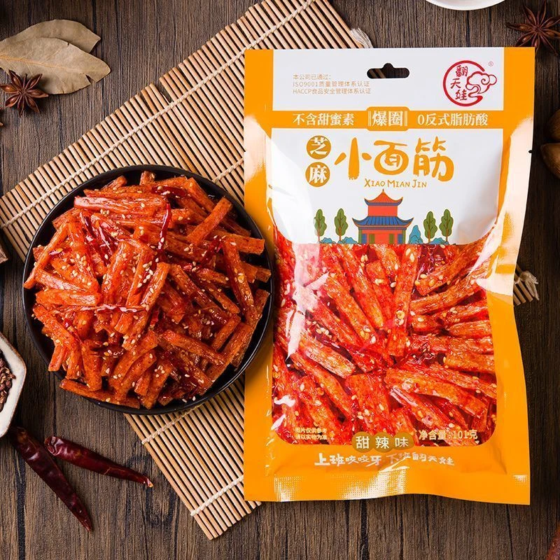 翻天娃辣条101g爆圈芝麻小面筋甜辣味休闲零食办公室宿舍湖南小吃