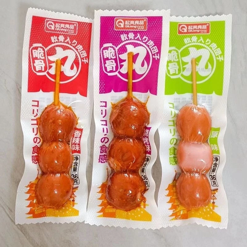 起亮脆骨丸36g脆骨肉丸原味烧烤香辣脆骨肠即食火腿肠肉枣小香肠