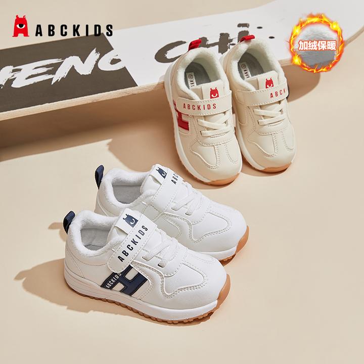 Abckids儿童冬季运动鞋阿甘鞋机能鞋软底防滑宝宝鞋加绒保暖女童