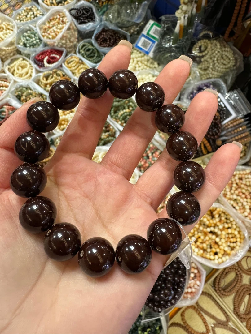 14玉化紫金鼠正圆光珠手串