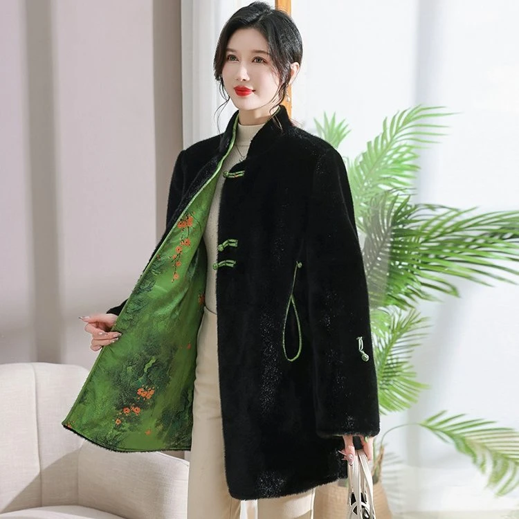 品位涵养女人专属冬季毛呢外套女装蓝雕手工盘扣棉服国风女装中式