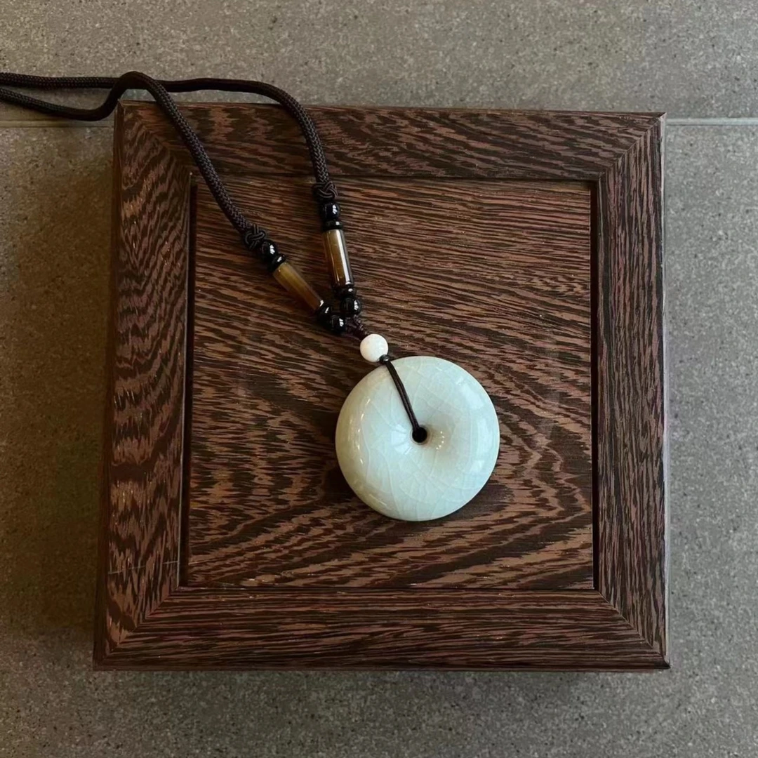 天青色汝瓷纯手工平安扣 清凉寺汝官窑王占稳大师手工文创