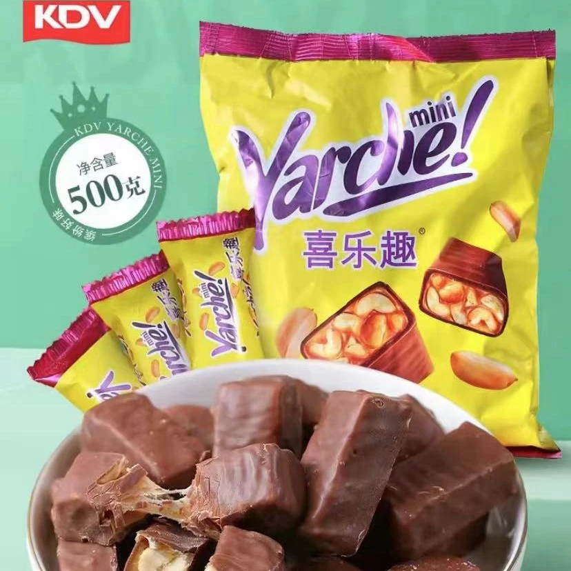 【晨弟缇娜】KDV俄罗斯进口喜乐趣巧克力味花生夹心糖500克/袋