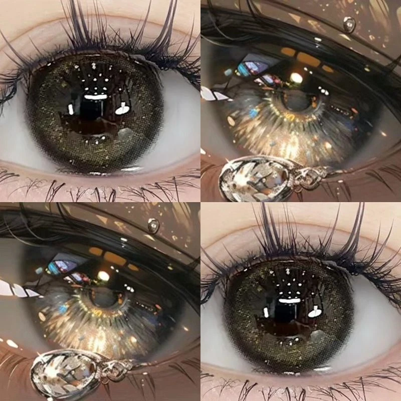 OVOLOOK【日抛10片装】黑茶水晶水光黑茶瞳小直径美瞳学生隐形眼镜