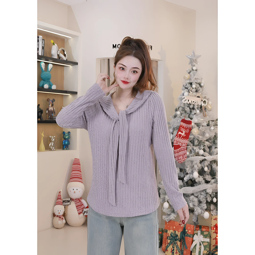 梦丞-大码女装秋冬季假两件设计感宽松显瘦减龄长袖内搭针织衫