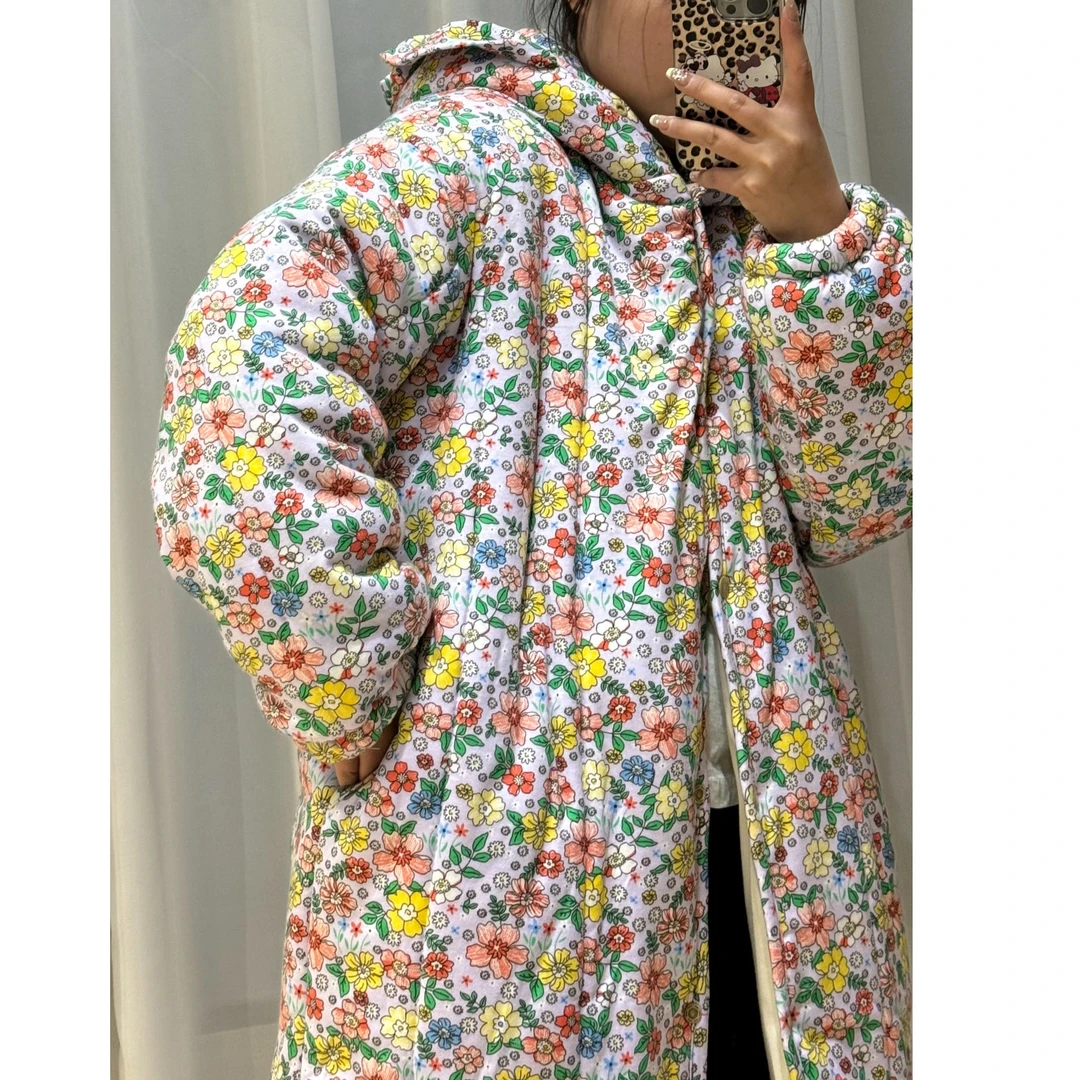 睡衣女款爆款2024年黄粉碎花新款家居服新疆棉印花宽松长袖秋冬