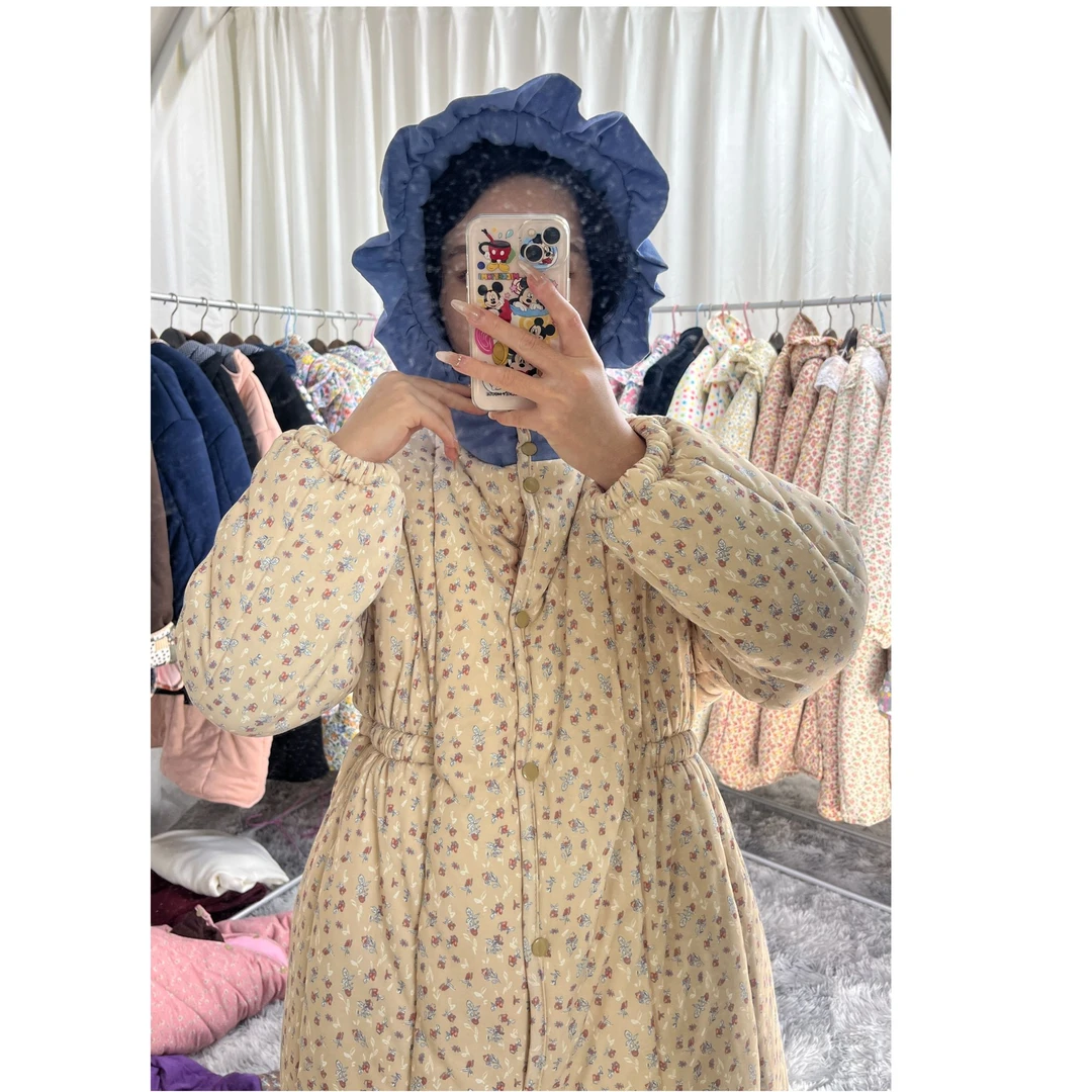 睡衣女款爆款2024年长款蓝帽红花经典新款女睡衣家居服新疆棉宽松