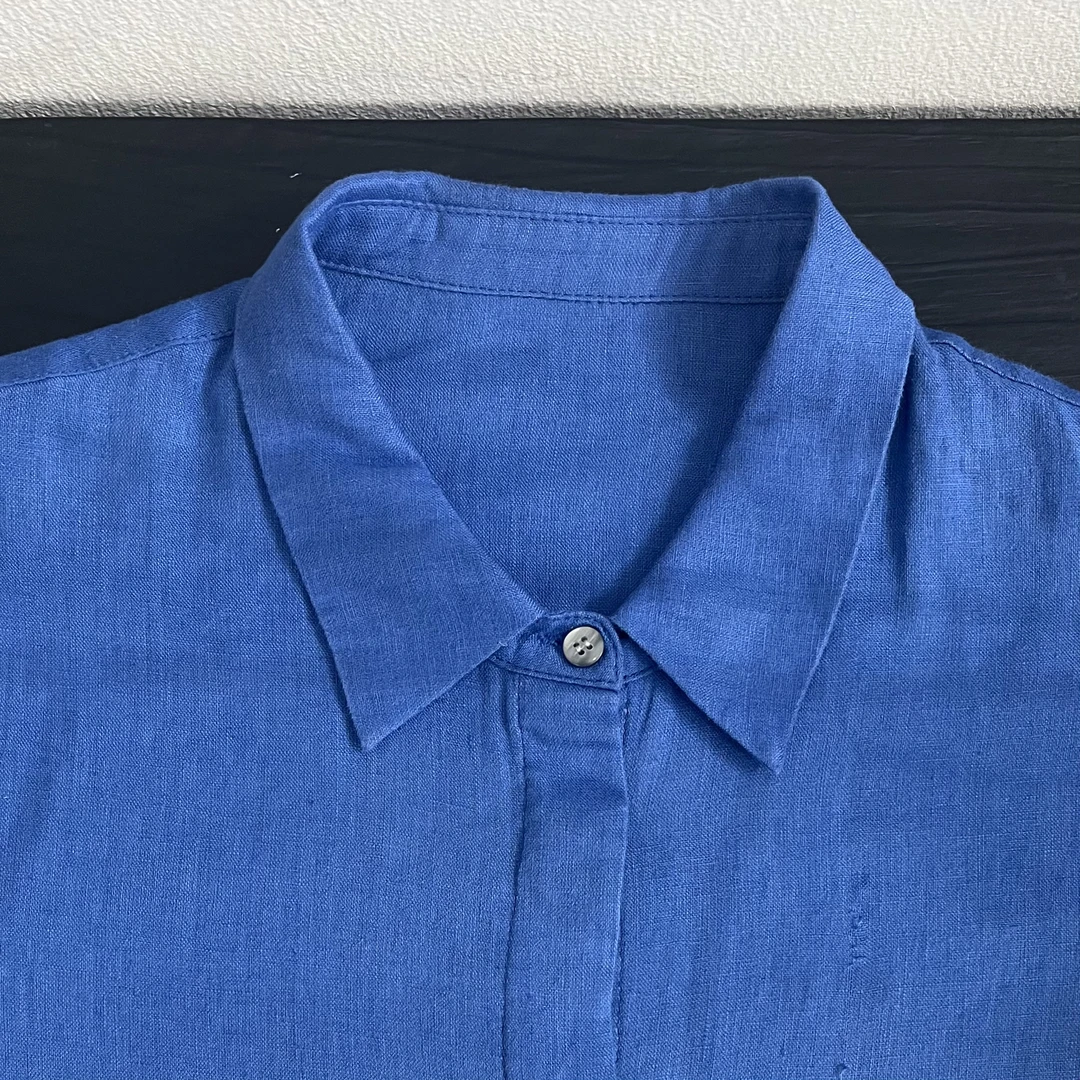 Loosen Up【深海蓝调】法式老钱风全亚麻衬衫透气凉感宽松长袖衬衣