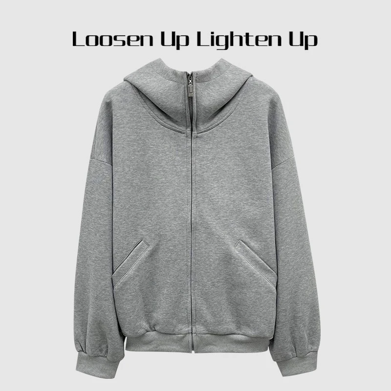 Loosen Up【大帽衫】宽松廓形空气感休闲开衫减龄松弛拉链卫衣外套