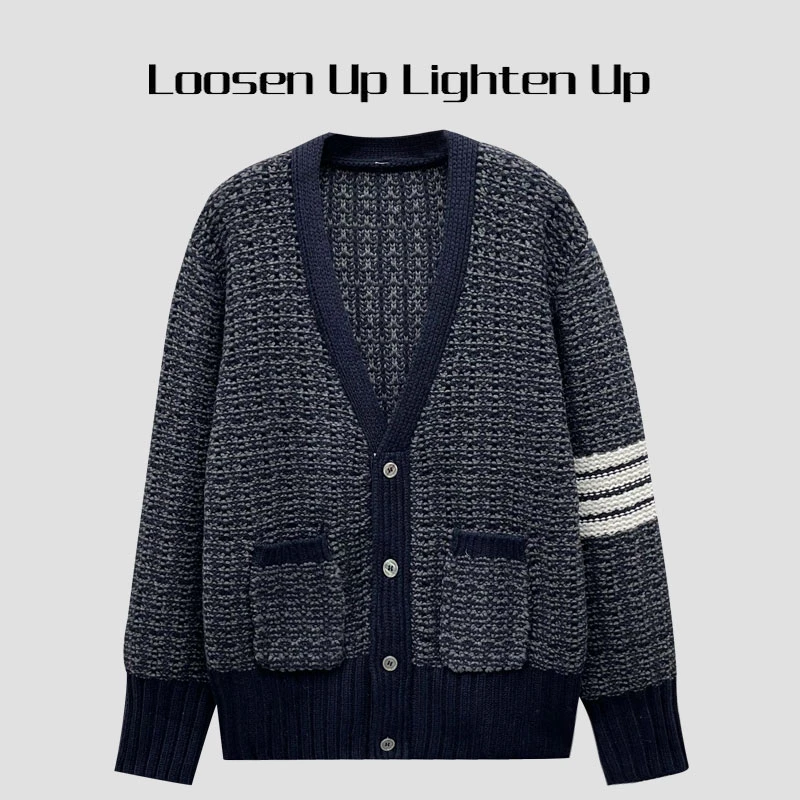 Loosen Up【四杠针织衫】100%羊毛高克重经典圆领/V领雪花针织毛衣