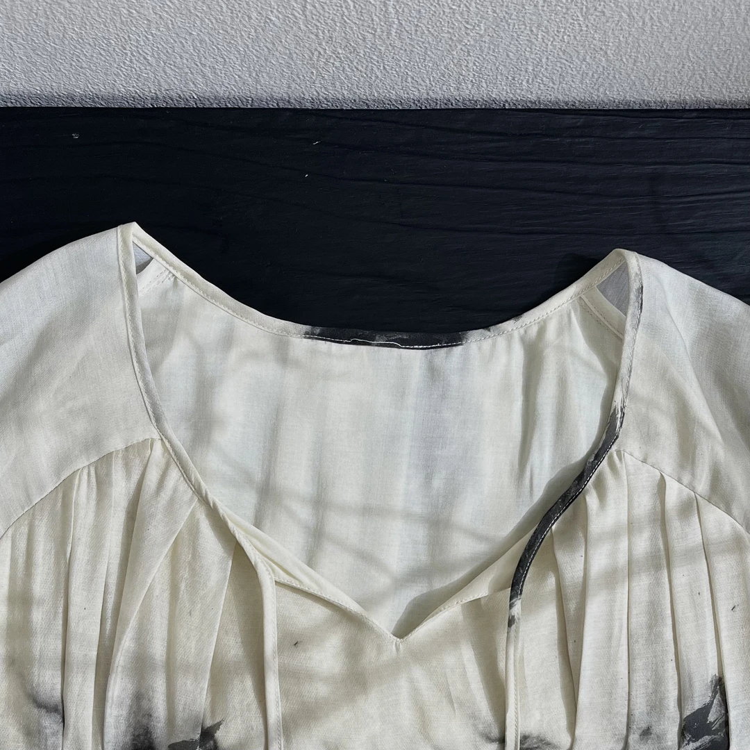 Loosen Up【茶染玫瑰】新中式清冷禅意度假风水墨晕染印花连衣裙女