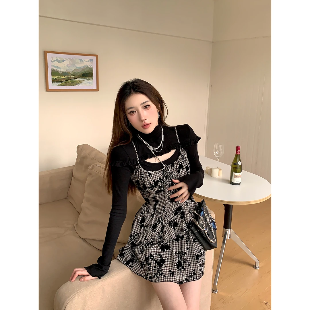 DREAM SEVEN77气质设计感上衣显瘦气质性感复古女春连衣裙QL74747