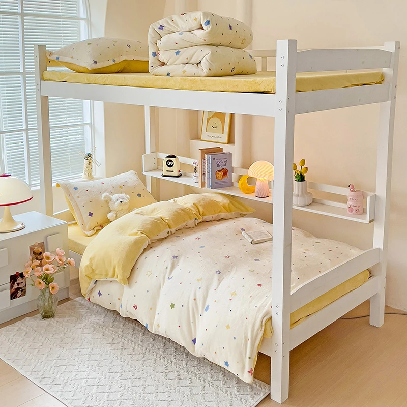 加厚牛奶绒珊瑚绒床上三件套学生宿舍上下铺卡通加绒被套床单床笠