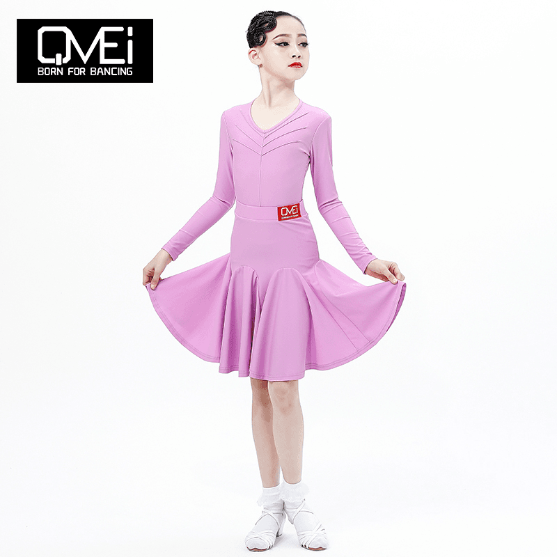企魅拉丁舞服女儿童舞蹈练功服拉丁舞裙上衣练习套装比赛规定服