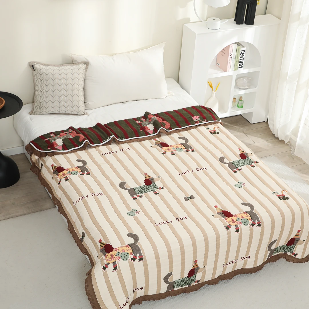 【贵宾狗】200*230cm高端家用四季通用双面被柔软亲肤泡芙被