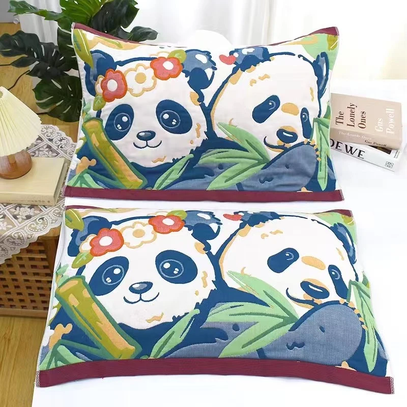 【熊猫枕巾】52*78cm可爱熊猫枕巾一对高档柔软透气情侣加厚枕巾