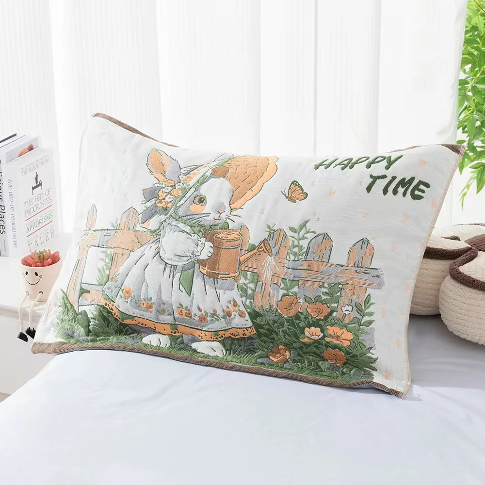 【花园兔枕巾】52*78cm枕巾一对高档柔软透气情侣吸汗枕巾家用