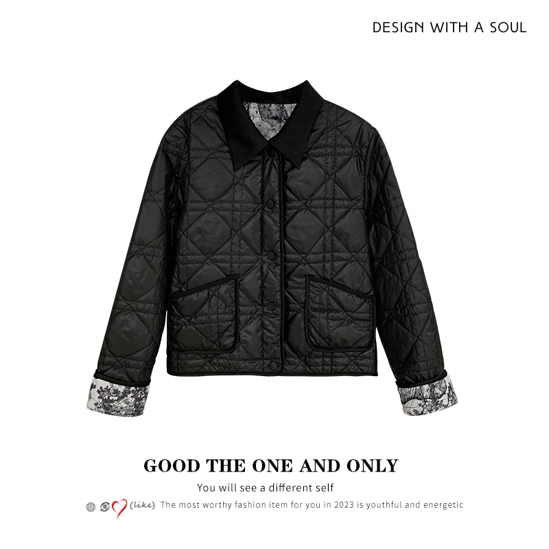 【香港Ida专属】宝莎伦高级欧货重工菱格花卉轻薄棉服短外套510161