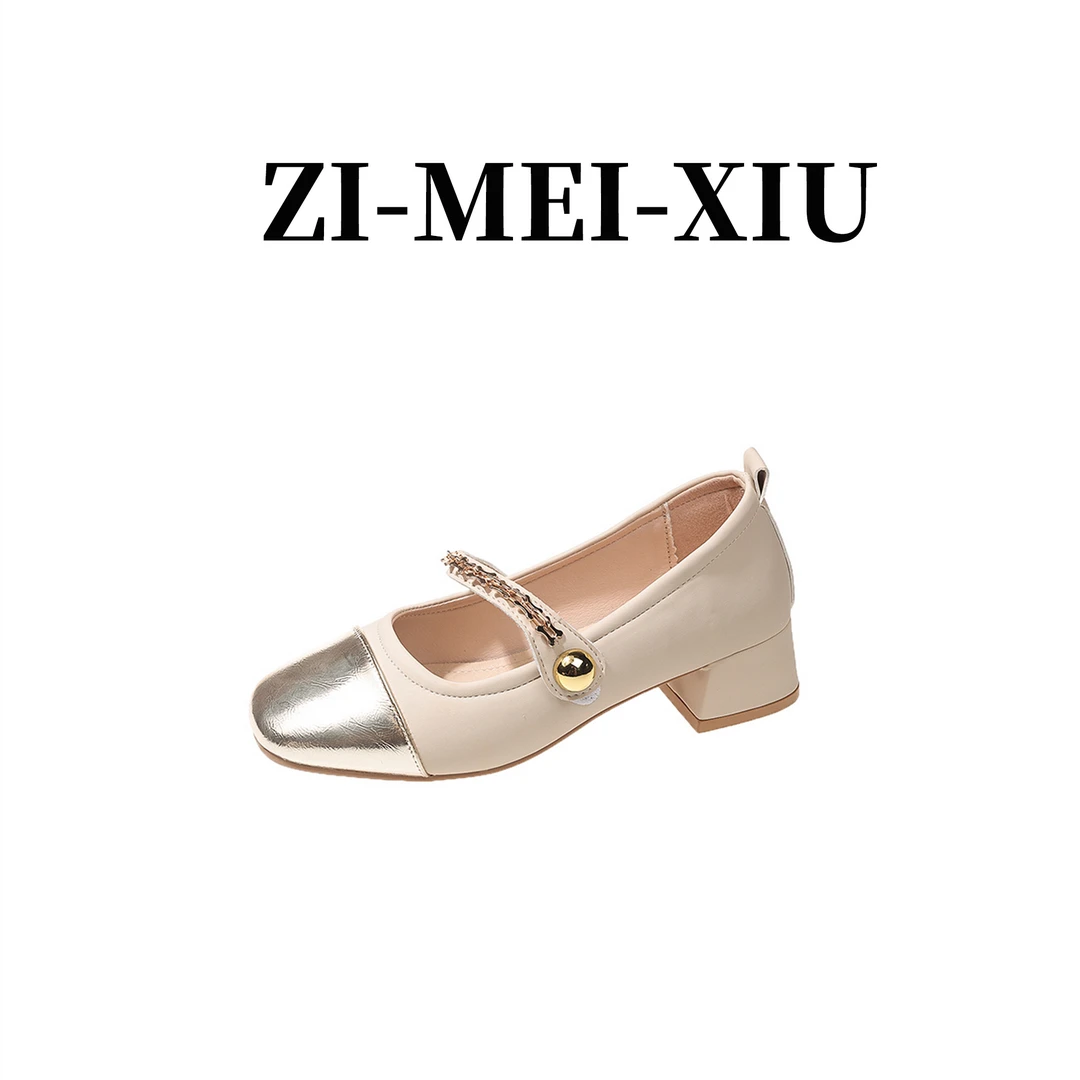 【好物分享】粗跟不累脚玛丽珍鞋女中跟2024新款浅口气质单鞋-568