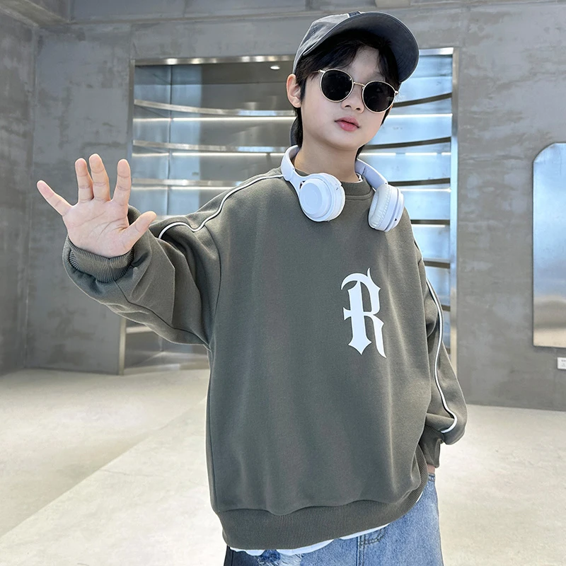 男童春秋款卫衣6-12岁中大童男孩儿童洋气上衣春款大童潮23CY2115