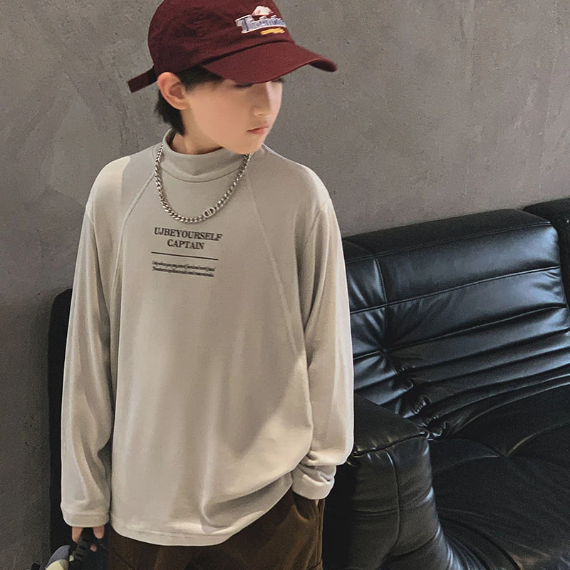 男童秋冬保暖t恤纯色打底衫6-15岁中大童男孩衣服韩版潮DT7603