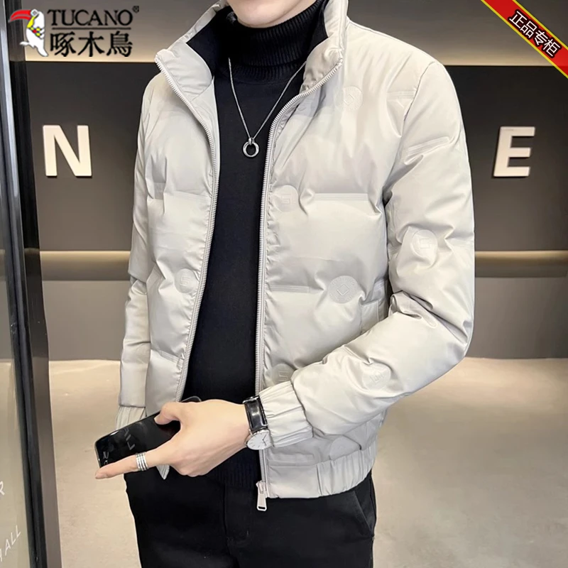 啄木鸟羽绒服男士休闲潮牌轻薄保暖立领秋冬装白鸭绒加厚青年外套