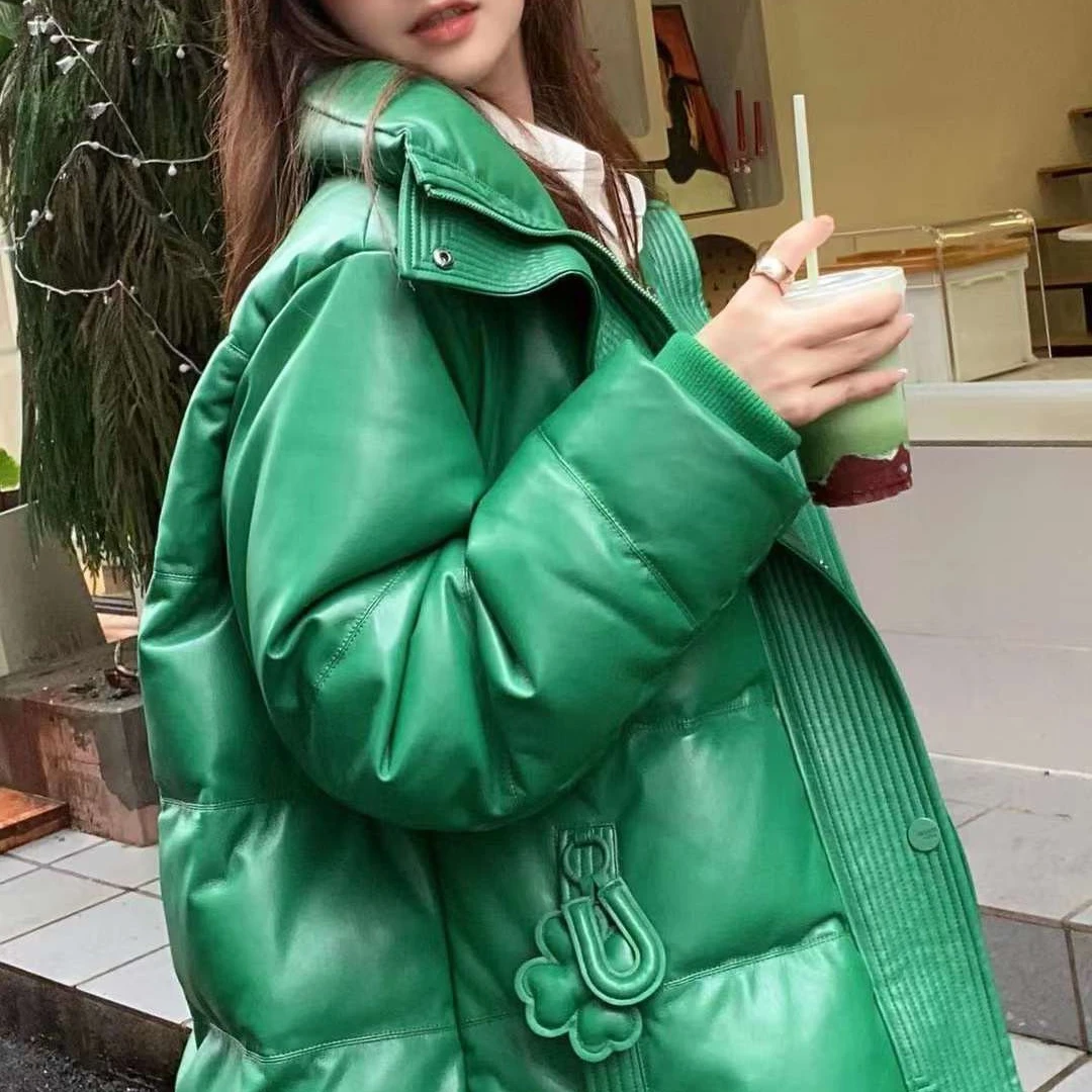 【保暖羽绒服】U/TI 绿色高级感防风时尚百搭显白保暖蛋白皮鸭绒立